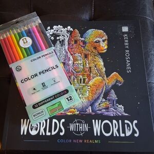 Intricate Coloring Book for Adults, with a Set Of Colored Pencils